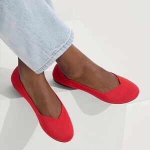 Rothys sz 7.5 Ballet Round 'The Flat' Knit Cherry Solid Shoe